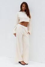 Load image into Gallery viewer, Eleri Wide Leg Track Pants - Biscuit
