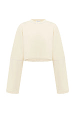 Load image into Gallery viewer, Eleri Oversized Long Sleeve Crop Top - Biscuit
