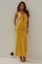 Load image into Gallery viewer, Ayella Deep-V Knit Maxi Dress - Mango
