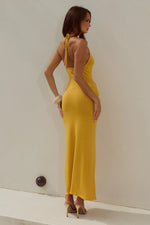 Load image into Gallery viewer, Ayella Deep-V Knit Maxi Dress - Mango
