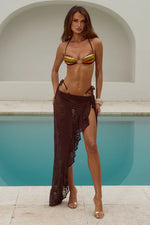 Load image into Gallery viewer, Briana Wrap Wavy Hem Maxi Skirt - Chocolate

