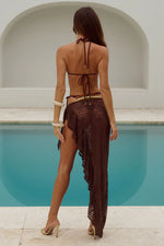 Load image into Gallery viewer, Briana Wrap Wavy Hem Maxi Skirt - Chocolate
