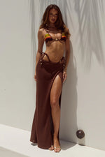 Load image into Gallery viewer, Kiva High Slit Maxi Skirt - Chocolate
