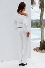 Load image into Gallery viewer, Heather Wide Leg Knit Pant - Cream
