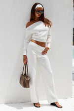 Load image into Gallery viewer, Heather Wide Leg Knit Pant - Cream
