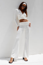 Load image into Gallery viewer, Monisha Foldover Flare Knit Pant - Cream
