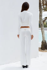 Load image into Gallery viewer, Monisha Foldover Flare Knit Pant - Cream
