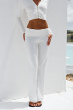 Load image into Gallery viewer, Monisha Foldover Flare Knit Pant - Cream
