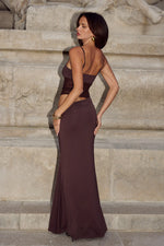 Load image into Gallery viewer, Celyse Midi Dress - Bitter Chocolate
