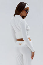 Load image into Gallery viewer, Monisha Crop Zip Up Knit Cardigan - Cream
