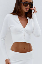 Load image into Gallery viewer, Monisha Crop Zip Up Knit Cardigan - Cream
