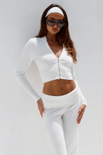 Load image into Gallery viewer, Monisha Crop Zip Up Knit Cardigan - Cream
