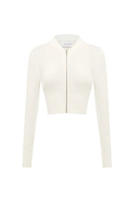 Load image into Gallery viewer, Monisha Crop Zip Up Knit Cardigan - Cream
