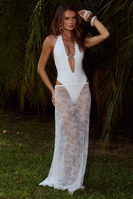 Load image into Gallery viewer, Jenna Low Waist Lace Maxi Skirt - White

