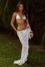 Load image into Gallery viewer, Briana Wrap Wavy Hem Maxi Skirt - White
