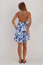 Load image into Gallery viewer, Roselani Halter Flowy Mini Dress - Maddie Blue
