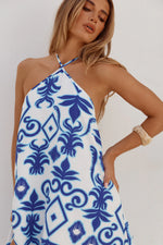 Load image into Gallery viewer, Roselani Halter Flowy Mini Dress - Maddie Blue
