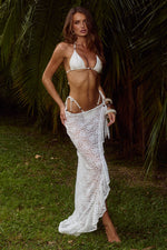 Load image into Gallery viewer, Briana Wrap Wavy Hem Maxi Skirt - White
