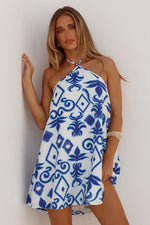 Load image into Gallery viewer, Roselani Halter Flowy Mini Dress - Maddie Blue
