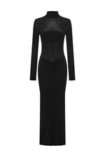 Load image into Gallery viewer, Martina Sleeved Knit Maxi Dress - Black
