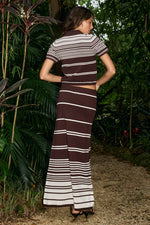 Load image into Gallery viewer, Zandera Collared Knit Top - Chocolate/Cream
