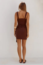 Load image into Gallery viewer, Delia Square Neck Mini Dress - Chocolate
