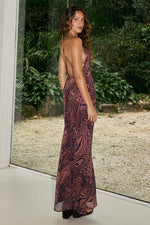 Load image into Gallery viewer, Biancha Cowl Cross Back Maxi Dress - Triana Choc
