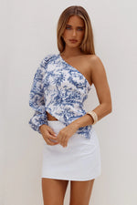Load image into Gallery viewer, Ines One Shoulder Open Back Top - Daydream Blue
