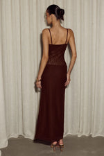 Load image into Gallery viewer, Natalie Scoop Lace Maxi Dress - Chocolate
