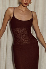 Load image into Gallery viewer, Natalie Scoop Lace Maxi Dress - Chocolate
