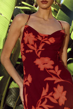 Load image into Gallery viewer, Eve Cowl Cross Back Maxi Dress - Almina Red
