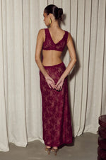 Load image into Gallery viewer, Maura Back Cutout Lace Maxi Dress - Wine
