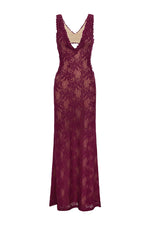 Load image into Gallery viewer, Maura Back Cutout Lace Maxi Dress - Wine
