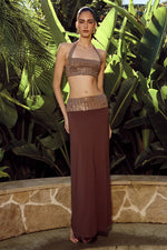 Load image into Gallery viewer, Ziva Sequin Waistband Maxi Skirt - Bronze

