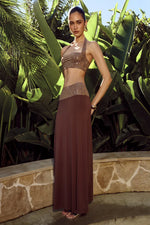 Load image into Gallery viewer, Ziva Sequin Waistband Maxi Skirt - Bronze
