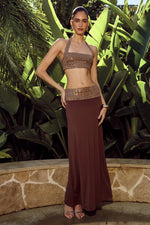 Load image into Gallery viewer, Ziva Sequin Waistband Maxi Skirt - Bronze
