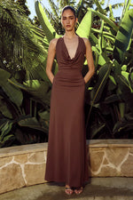 Load image into Gallery viewer, Ivy Cowl Racerback Maxi Dress - Mocha
