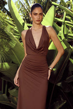 Load image into Gallery viewer, Ivy Cowl Racerback Maxi Dress - Mocha
