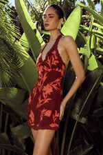Load image into Gallery viewer, Kimberly Halter Mini Dress - Almina Red
