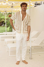 Load image into Gallery viewer, Theo Knit Shirt - Sand/White
