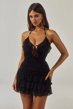 Load image into Gallery viewer, Avani Deep Ruffle Mini Dress - Black
