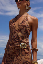 Load image into Gallery viewer, Mabella Halter Maxi Dress - Mendez Brown
