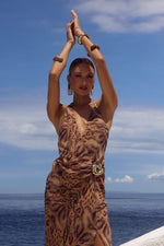 Load image into Gallery viewer, Mabella Halter Maxi Dress - Mendez Brown
