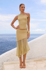 Load image into Gallery viewer, Elaine Flounce Midi Skirt - Gold
