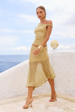 Load image into Gallery viewer, Elaine Flounce Midi Skirt - Gold
