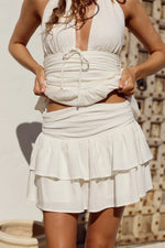 Load image into Gallery viewer, Lena Gathered Mini Skirt - White
