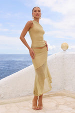 Load image into Gallery viewer, Elaine Flounce Midi Skirt - Gold
