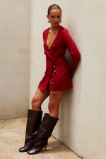 Load image into Gallery viewer, Lilla Mini Wrap Dress - Cherry
