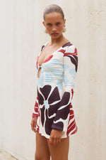 Load image into Gallery viewer, Eternity Sleeved Mini Dress - Azure Cream
