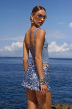 Load image into Gallery viewer, Orion Sequin Mini Skirt - Steel
